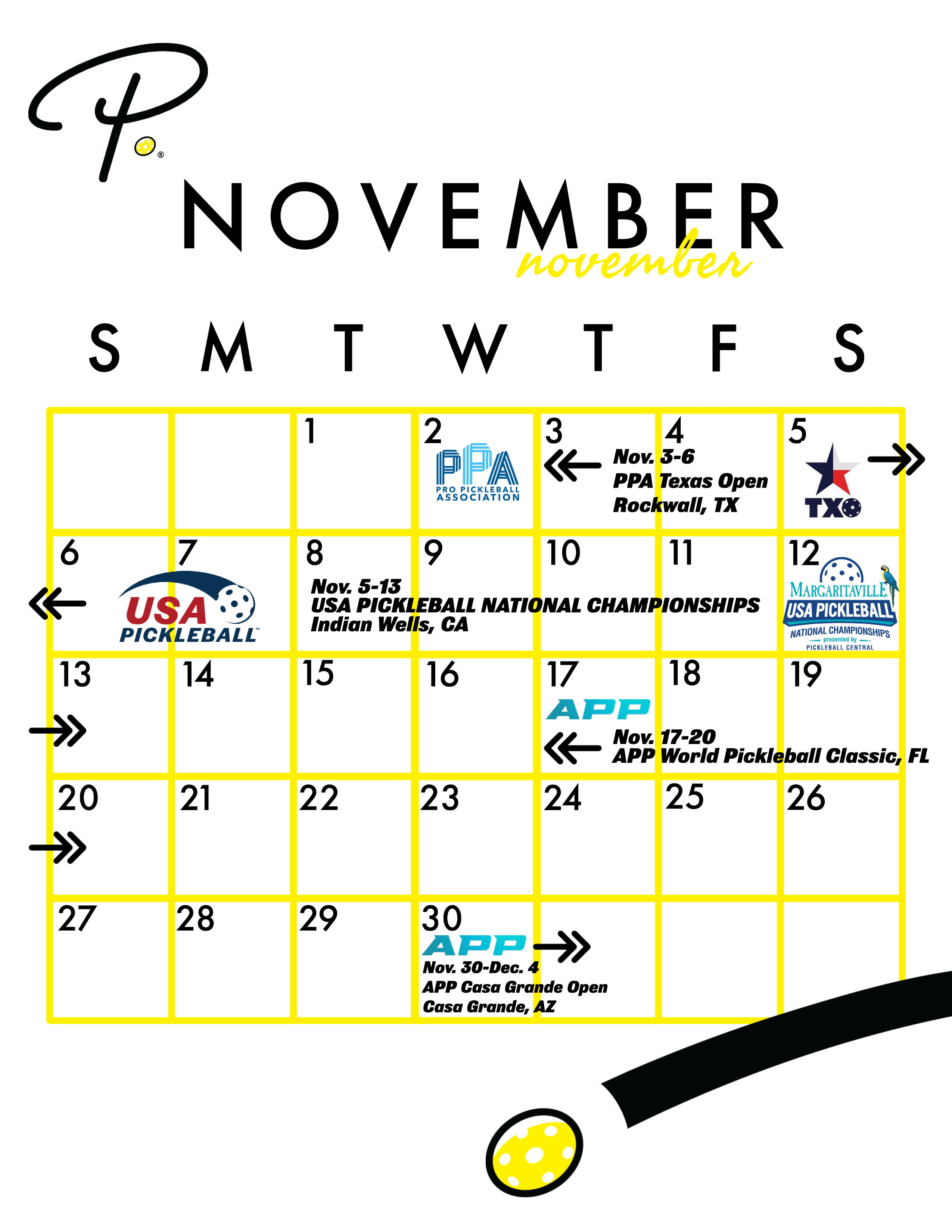  2022 Pickleball Tournament Calendar - November | Pickler Pickleball
