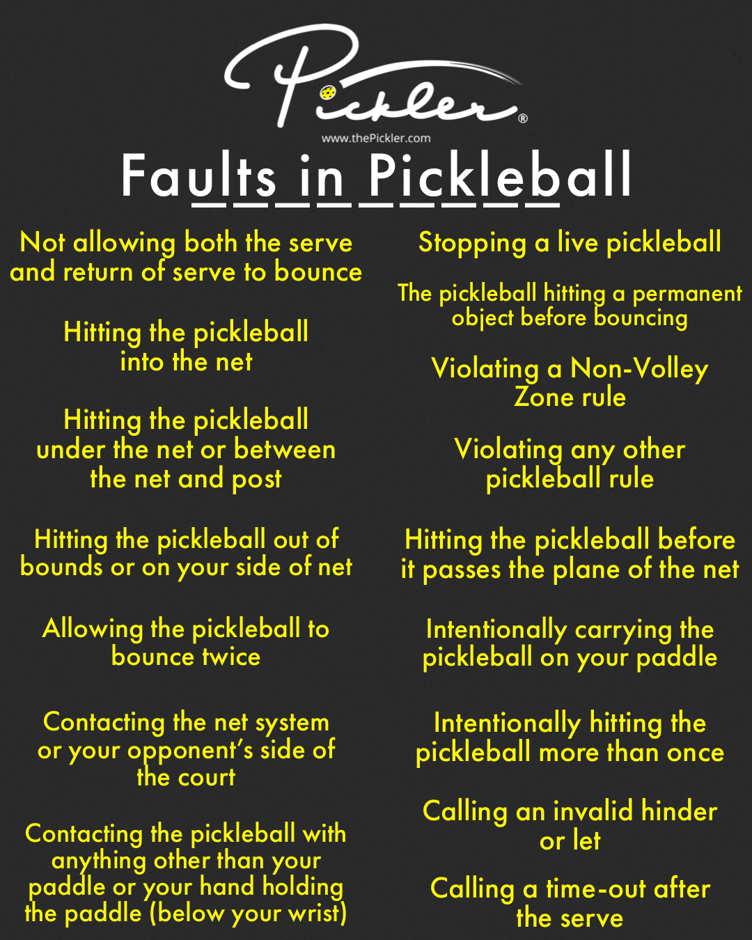 Pickleball Rules – Faults on the Pickleball Court | Pickler Pickleball